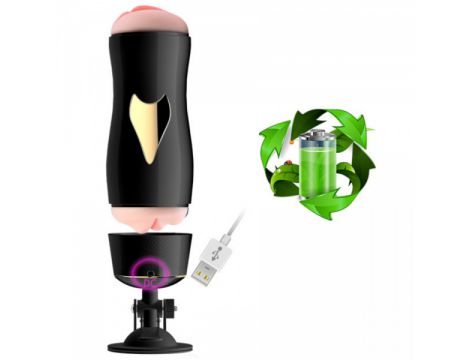 Dwustronny masturbator z wibracją B Series Fox czarny USB - 27